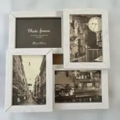 写真立て　ウェディングウェルカムグッズ ホワイトウッド4連フォトフレーム　結婚式