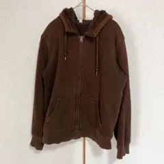 ユニクロ 裏ボア パーカー フード 長袖 茶 部屋着 外出 M ユニセックス