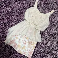 《rienda★ベージュ×フラワーワンピ》