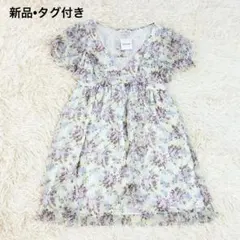 新品•タグ付き　レストローズ　チュニック　半袖　花柄　フリル　シアー素材　日本製のサムネイル