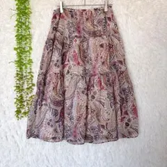 E237 ピノーレ ペイズリーティアードスカート 38 マルチカラー￼エレガント