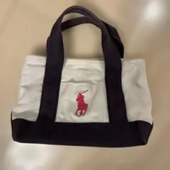 Polo Ralph Lauren ミニトートバッグ ホワイト/ネイビー