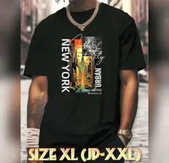 メンズ ショートスリーブ 風景デザイン 半袖Tシャツ XL(JP-XXL)