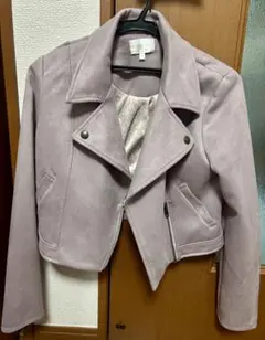 rienda ストレッチ スエード ライダース ジャケット ピンク