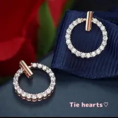 高級クリスタル✨ラインストーン ローズゴールド　サークル ピアスシルバー 925