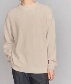【値下げ】BEAUTY&YOUTHクリスプアゼフォルムクルーネックニットベージュ