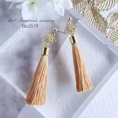 No.6519　❤︎スクエア透かしとさらさらタッセル　ピアス/イヤリング