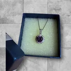 【極美品】天然石 アメジスト ネックレス シルバー925 タイ製 誕生石 刻印
