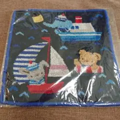 【新品タグ付き】familiar マリン柄　シェニール織タオルハンカチ