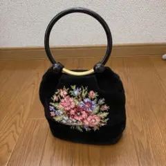FEILER 花柄刺繍 ハンドバッグ 黒
