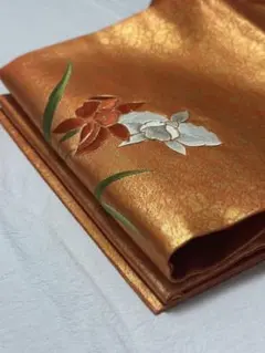 名古屋帯 正絹 花柄刺繍