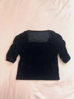 SENEE パフスリーブスクエアトップス　BLACK