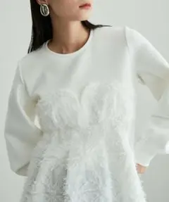 アダムエロペ サステナブル 洗える ジャカードビスチェコンビプルオーバー