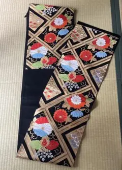 昭和レトロアンティーク黒地に刺繍入りリメイクなどに