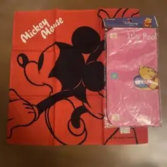 【レトロ】　ディズニー　ミッキーマウス　プーさん　ハンカチ　ハンドタオル　2点