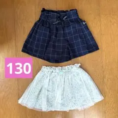キュロット＆スカート 2点セット チェック 花柄のサムネイル