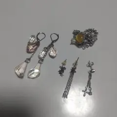 クリスタルピアスとリングセット 6点