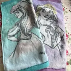 アリエル ラプンツェル　ハンドタオル 水色 紫色　吸水性　２枚セット