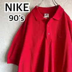ナイキ 90s 超希少 銀タグ 定番 刺繍ロゴ ポロシャツ Lサイズ 人気古着