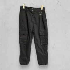 t2046【ベルシュカ】カーゴパンツ　ドローコード　ブラック　レディース