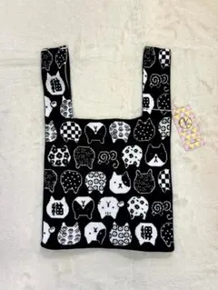 新品 D.KELLY ニットバッグ トートバッグ ネコ柄