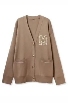 mila owen アップリケデザイン金釦Vネック ニットカーディガン