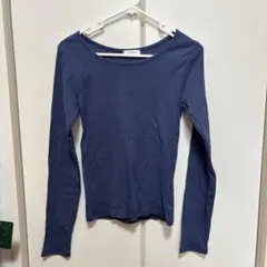 ネイビー 長袖 クルーネック トップス