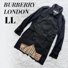 00s訳ありBURBERRY LONDON トレンチコート LL 黒ノバチェック