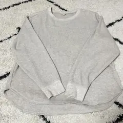 UNIQLO ユニクロ ワッフルクルーネックT（長袖） ベージュ L