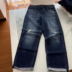 UNIQLO ワイドレッグデニム 27(68.5cm) ダークブルー