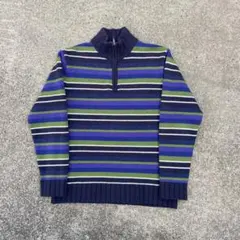 激レア　Tommy ラムズウールボーダーニット　良好配色　ハーフジップ