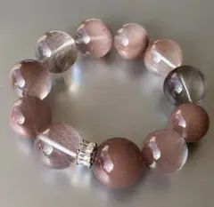 一点物　天然石　ハンドメイドブレス　ピンクサゲ　サゲニティック　もこもこ 一点物天然石ハンドメイドブレスピンクサゲサゲニティックもこもこ