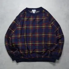90s IZOD ナイロンプルオーバー ナイロンジャケット チェック柄 茄子紺