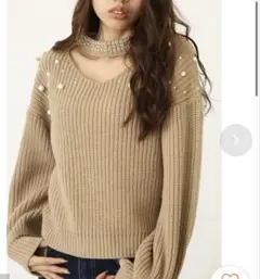 rienda チョーカーネックFパール トップス ベージュ リエンダ