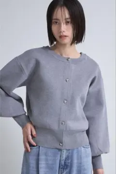 即日発送 &.Nostalgia ハートボタン パフスリーブ カーディガン