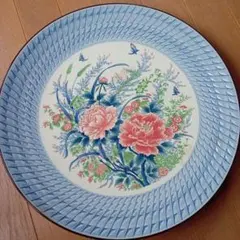 花柄陶器皿（青縁取り）
