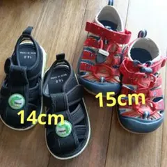 KEEN キッズサンダル 赤 15cm 黒 14cm