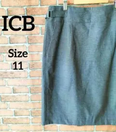 icb グレー タイトスカート スーツ L シンプル スリット 11