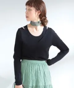 【美品】Ray BEAMS / オープン ショルダー レイヤー 長袖Tシャツのサムネイル