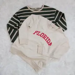 西松屋　130 長袖 まとめ売りトレーナー　キッズ　白系　グリーン系　小学生