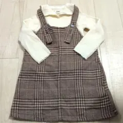 ブラウン系チェック ワンピース　インナーセット