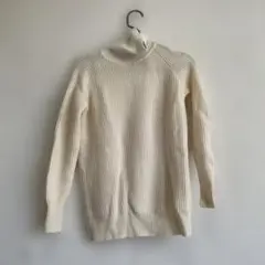 無印良品 ウール100% タートルネックリブニットセーター アイボリー S