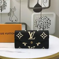 Louis Vuitton-purse モノグラム 長財布 黒/ベージュ