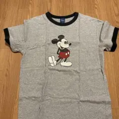 Disney ミッキーマウス リンガーTシャツ グレー M