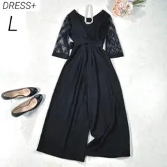【洗える・2Way】　ドレスプラス　パンツドレス　オールインワン　ブラック　L