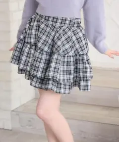 Emsexcite ハイウエスト切替ミニSK ミニスカ チェック フレアスカート