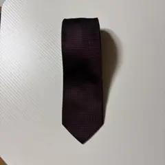 ダークパープル チェック柄 シルクネクタイ