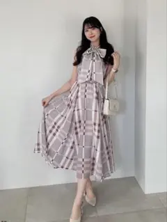 【新品未使用】An MILLE アンミール　ビックチェックリボンOP