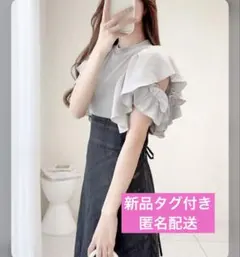 ボンピンク様専用【mily bilet】ダブルフリル袖チェックレースドッキング