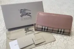 BURBERRY 長財布 コーラルピンク チェック柄
